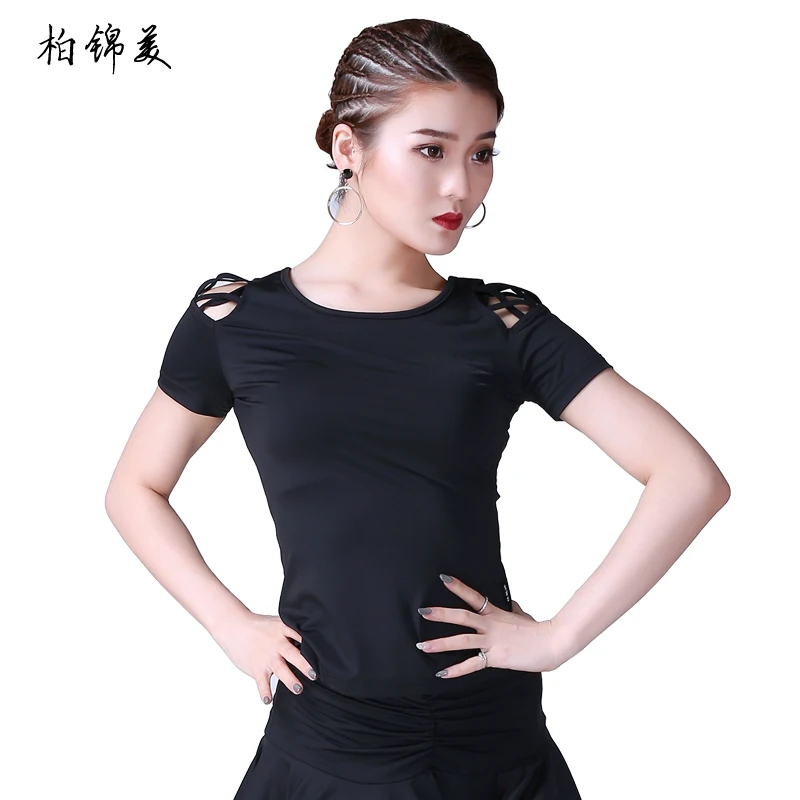 Latin dance shirt female adult new summer short-sleeved competition show modern dance costume ladies practice clothes