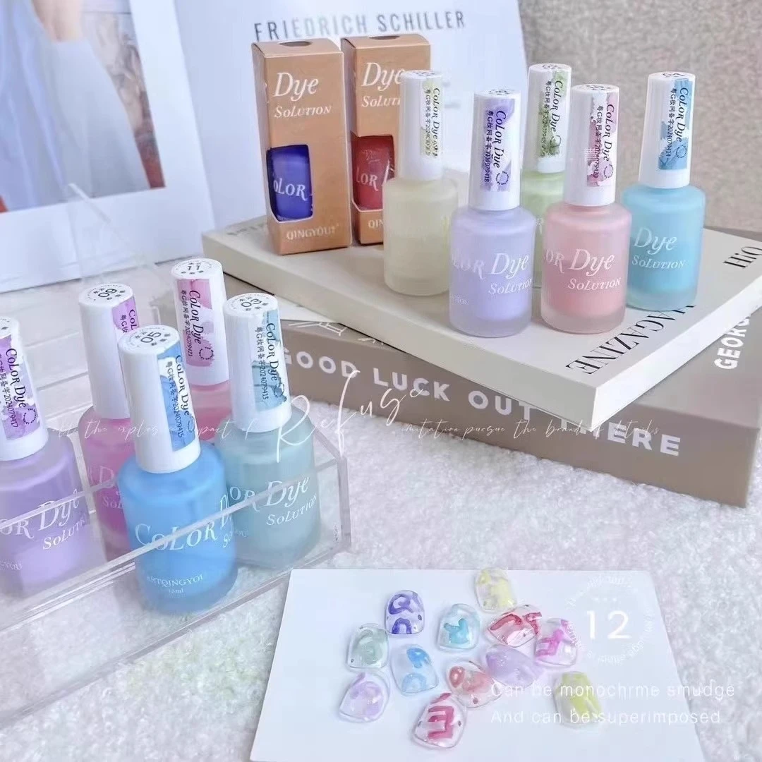 8ml Watercolor Ink Blooming Gel Nail Polish Macaroon Effect Gel Lacquer Blossom Nail Gel Varnish For Manicure Art 12 Colors
