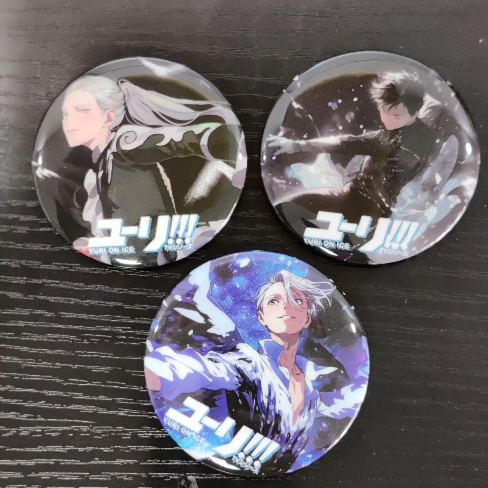 Cartoon YURI!!! on ICE Anime Figure Katsuki Yuri Victor Yuri Plisetsky Metal Badge Brooch Fashion Bag Decor Pins Christmas Gift