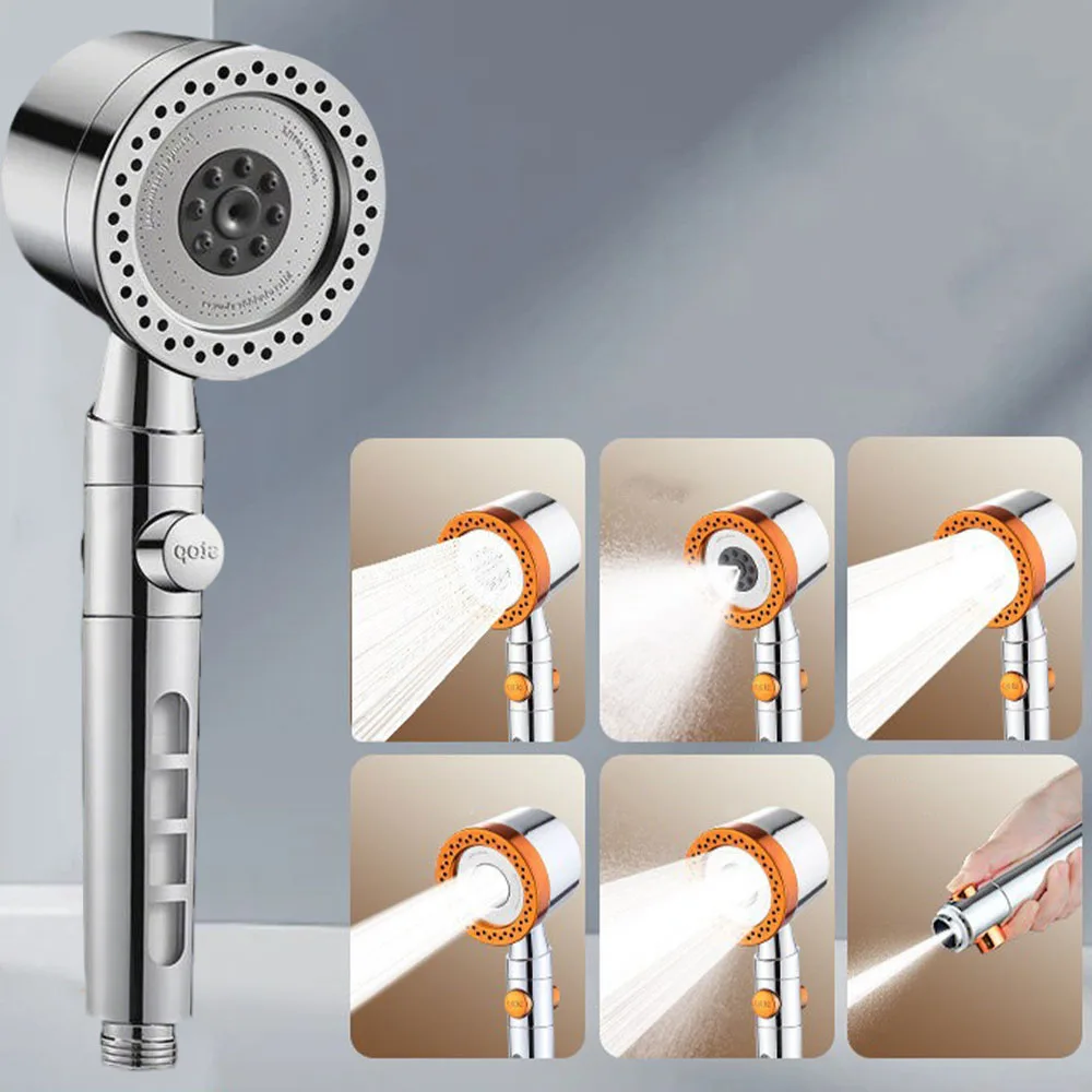 

Новый водосберегающий фильтр высокого давления, насадка для душа, 5 режимов, ручная насадка для душа, одна кнопка остановки, набор аксессуаров для ванной комнаты