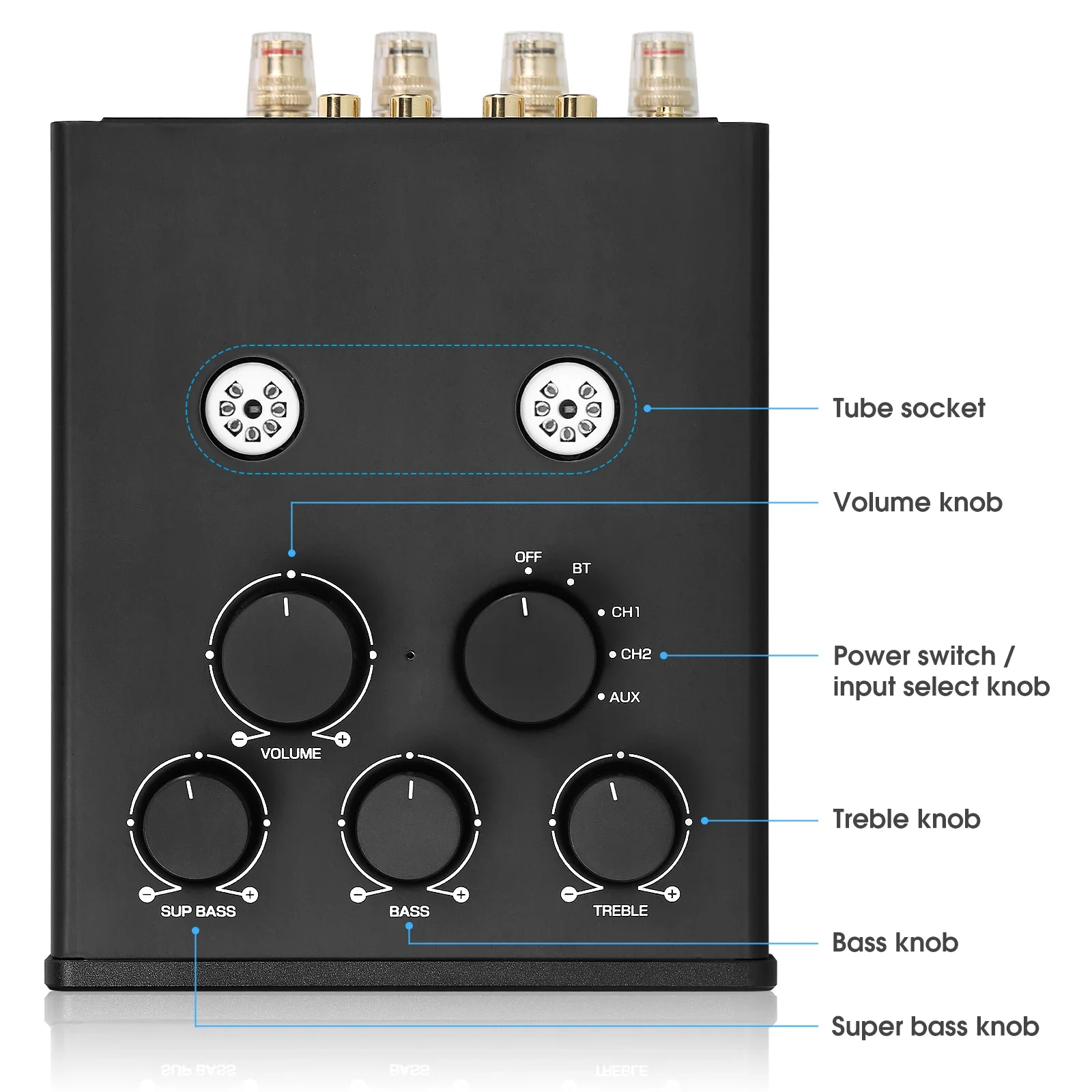 Wzmacniacz lampowy HIFI T6PRO TPA3255 Bluetooth5.1 JAN5654 Wzmacniacz lampowy z miernikiem VU 300 W x2 z zasilaczem 48 V