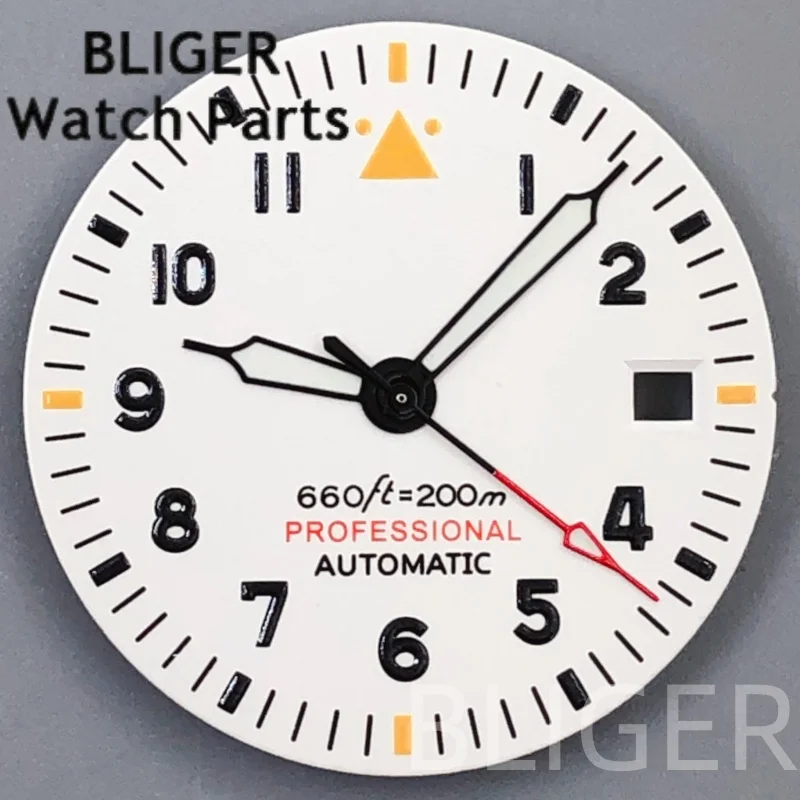 BLIGER 29 мм NH34 NH35 NH36 ETA2824 PT5000 Черный Белый Зеленый Синий Стерильные Пилотные Часы Циферблат Стрелки Светящиеся Часы Мод Аксессуары