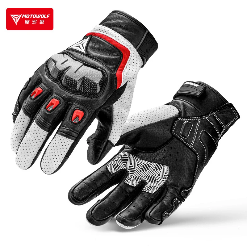 Motorcycle Gloves for Men Women Touchscreen Leather Gloves Protection Carbon Fiber Profession Motorcycle Accessories Motocross