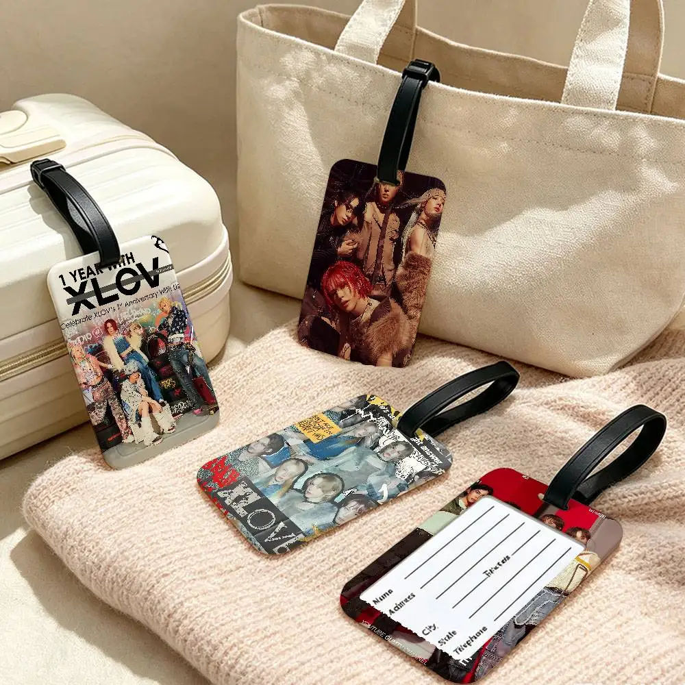 1pc Popular K-pop Group X-XLov PVC Luggage Tag With Information Card Anti lost Name Label For Suitcase Backpack Travel Accessory