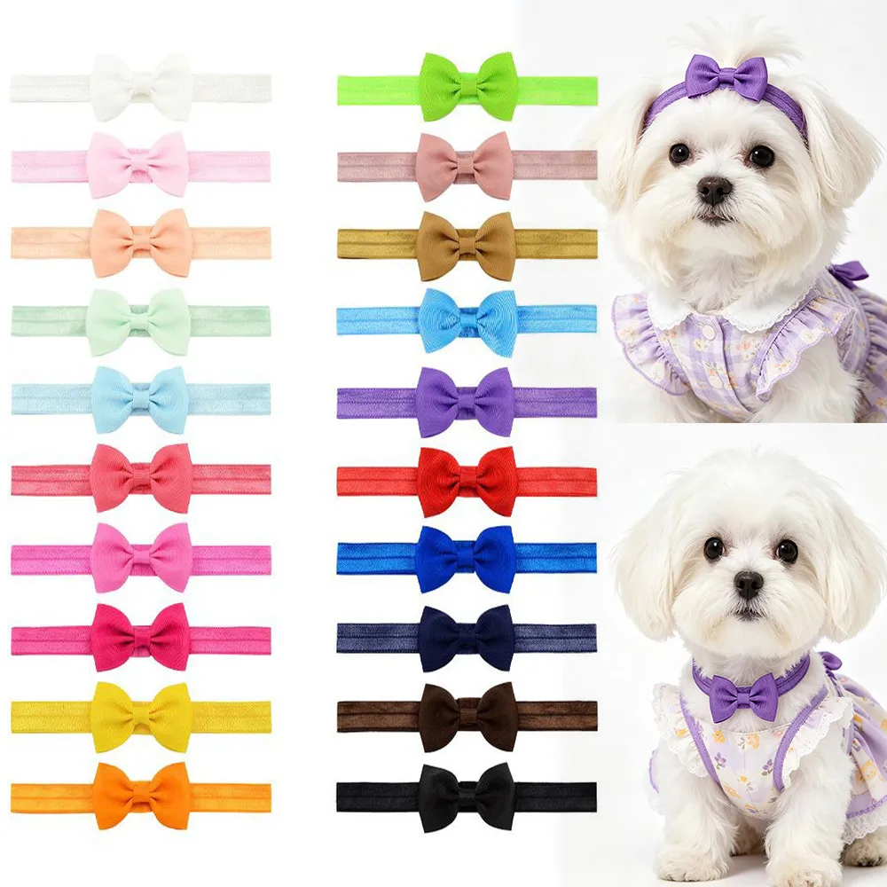 40/60pcs Mixcolor Pet Dog Bowties Small Middle Large Dog Bow Tie Collar Elastic Band Neckties Suppliesr Pets Grooming Products