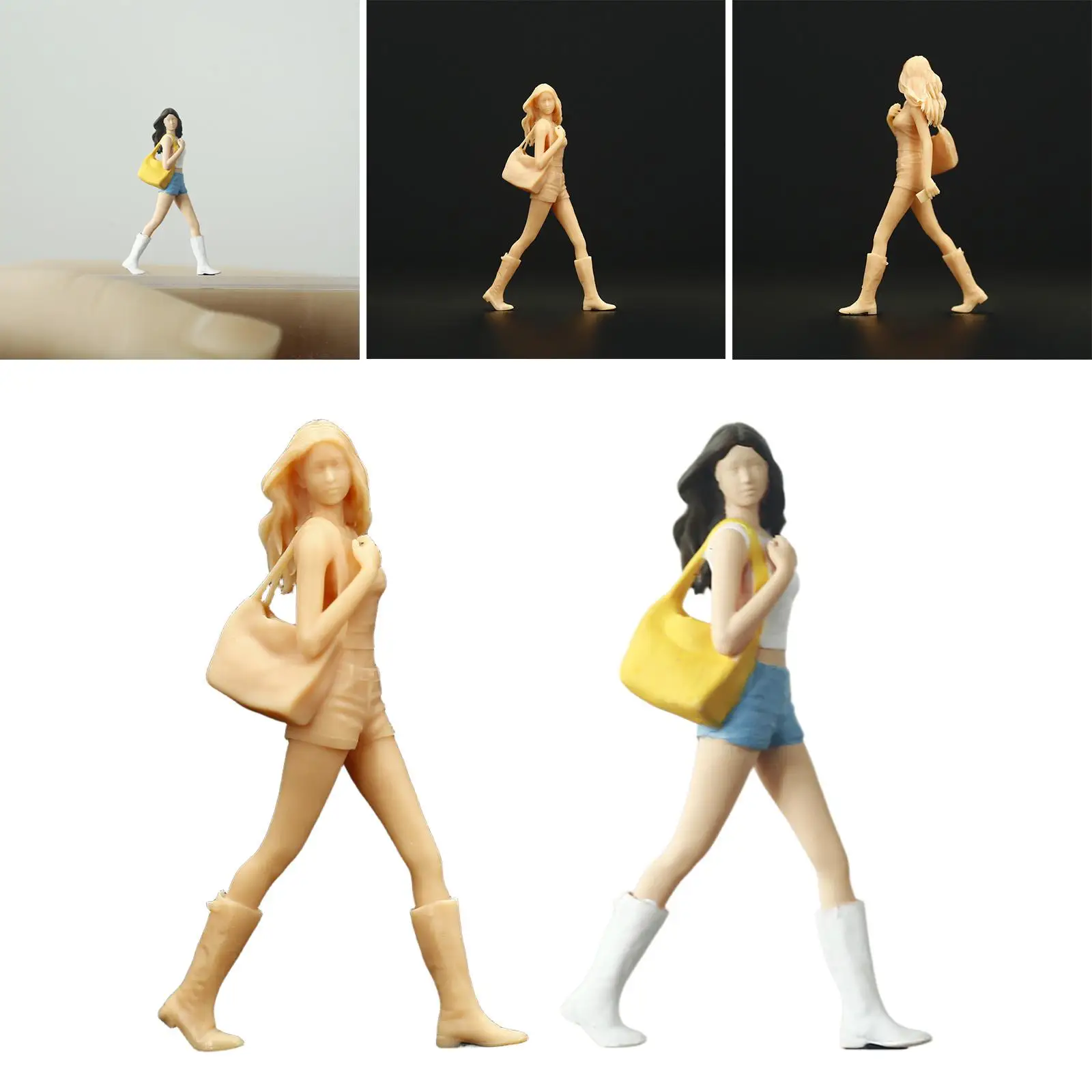 Figura di ragazza in miniatura 1/64, realistica, persone in miniatura in resina per scene in miniatura, layout di decorazione architettonica di treni modello