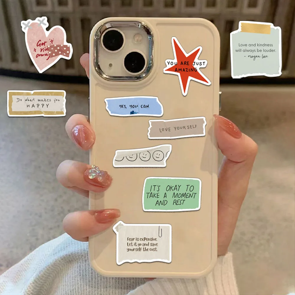 50PCS Creative Fragmented ข้อความขนาดเล็กสติกเกอร์ตกแต่งเคสโทรศัพท์แล็ปท็อปถ้วยน้ําสเก็ตบอร์ด DIY ส่วนบุคคลสติกเกอร์