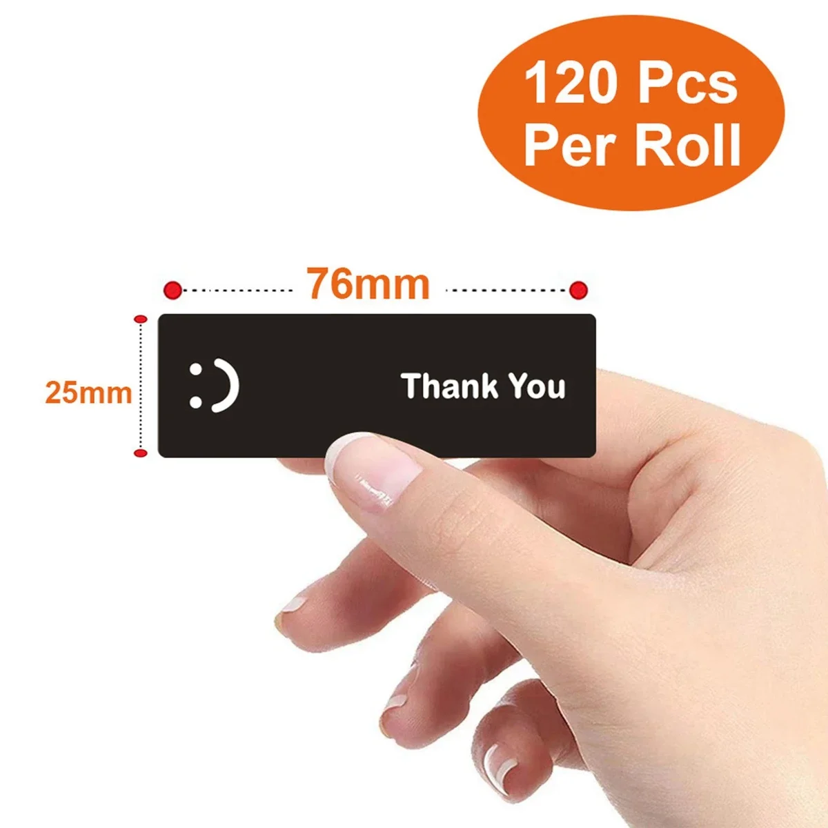120Pcs/roll Smiling Face Black and White Thank You Rectangular Seal Sticker Gift Sticker for Homemade Packaging Decoration Label