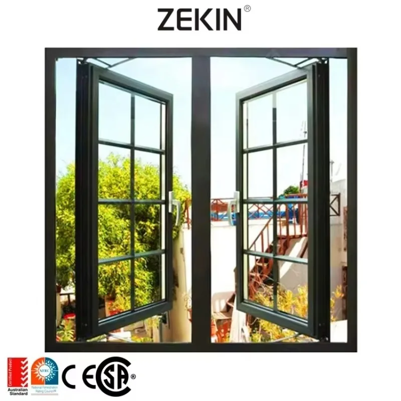 Australian Standards High Energy Efficiency Swing Aluminum Casement Windows Double Glass SDL Casement Window