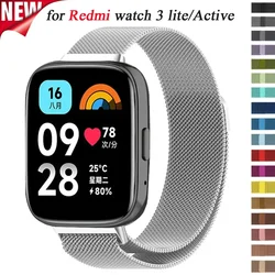 22mm Milanese Loop Strap for Redmi Watch 3 Lite Metal Steel Strap for Xiaomi Redmi Watch 3 Active for Galaxy Watch 6 5 4 40 44mm