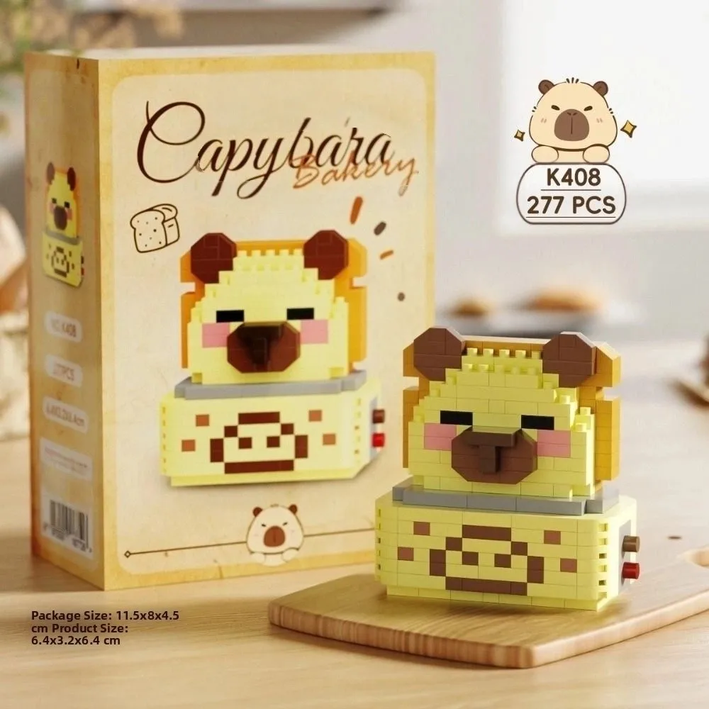 Mini bloques de construcción de capibara, diseño de dibujos animados, rompecabezas de plástico, bloques de construcción, animales lindos, estilismo de perro, figuras de Micro capibara