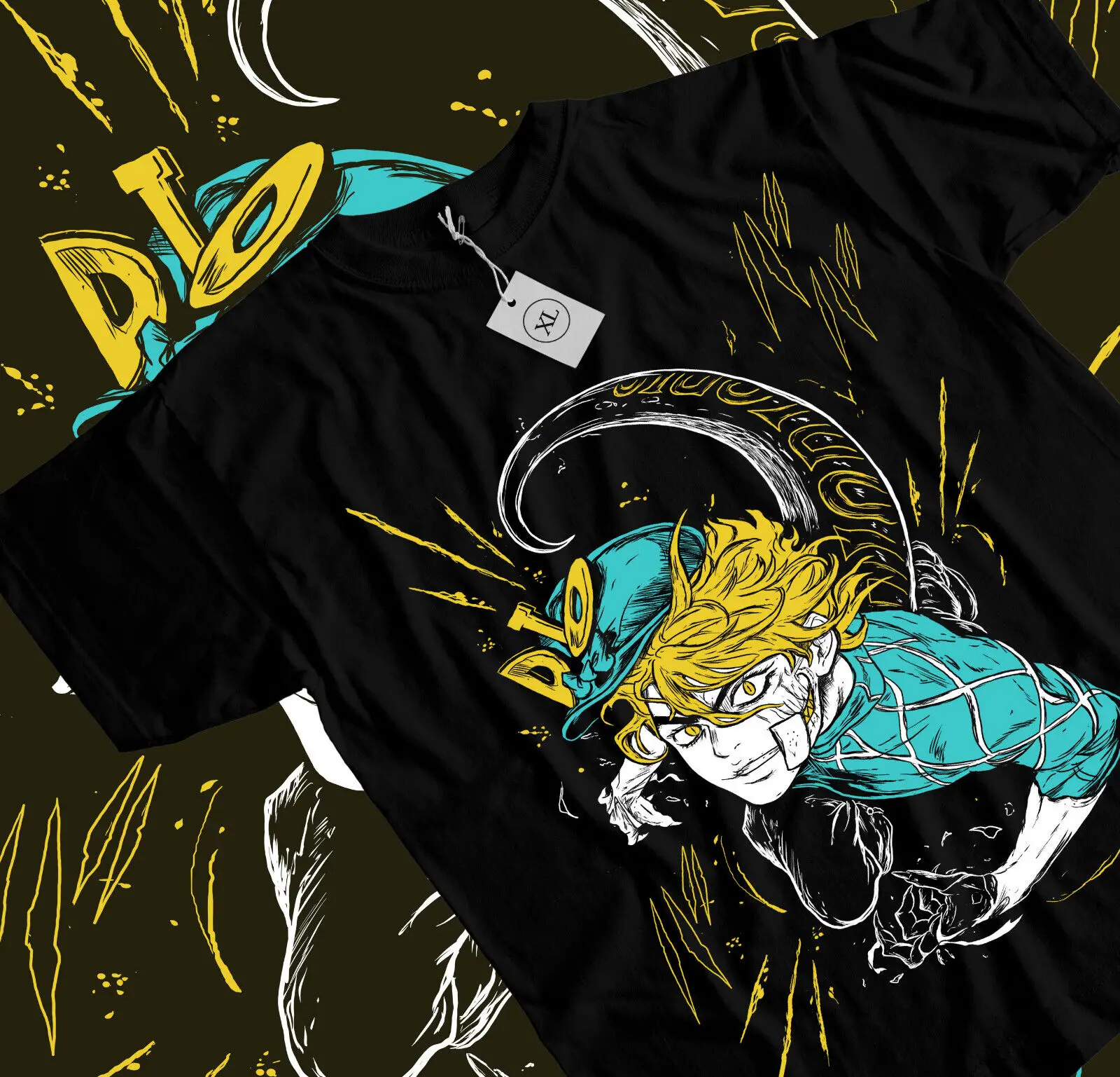 Jojo s Bizarre Diego Brando T-shirt Anime Manga Graphic Tee All Size Black Shirt