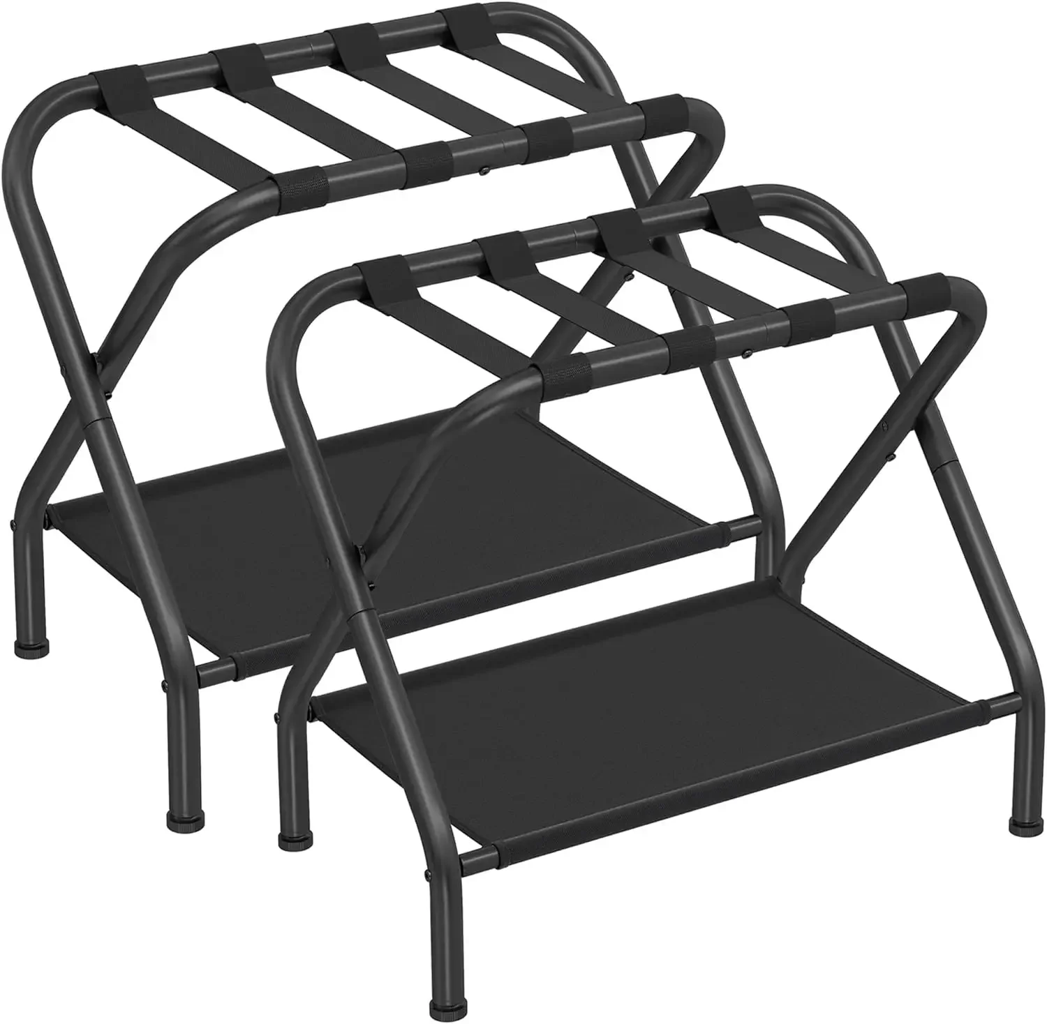 Durable Steel Suitcase Stand Luggage Foldable Steel Frame Hotel Luggage Rack With Lower Storage Shelf