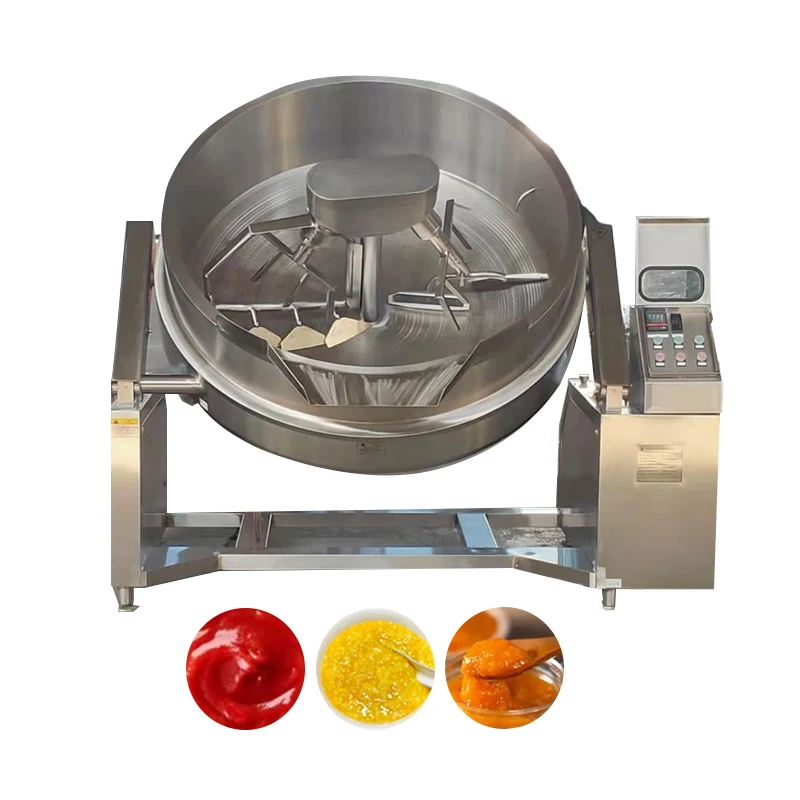 Industrial Automatic Tilting Electric Oil Food Cooking Mixer Machine Sauce Jacketed Kettle Cooking Pot With Mixer