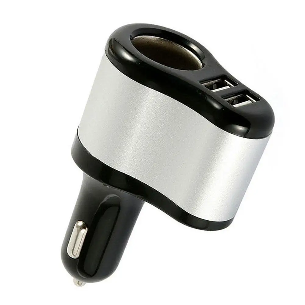 Cargador de coche 2 en 1, enchufe para encendedor de cigarrillos, puerto USB Dual, carga rápida para enchufe de coche iPhone Q7P3