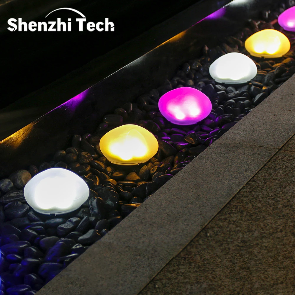 Solar Pebble Decorative Light, Outdoor RGB/Warm/White Lights, Landscape Lighting, for Gardens, Courtyards, Terraces, Villas