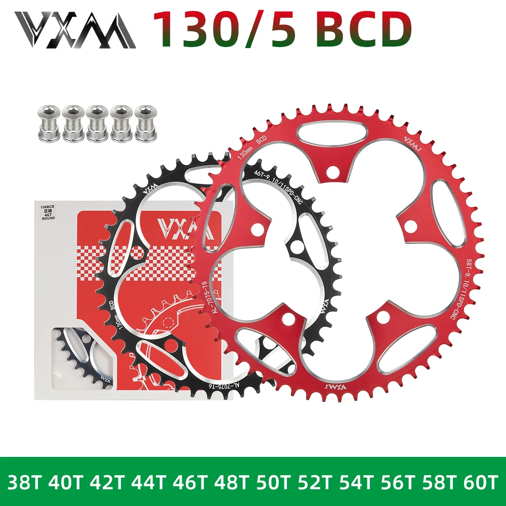 

VXM Road Bike Chainring 130BCD Round 38T 40T 42T 44T 46 48 50 52 54 56T 58T Bicycle Narrow Wide Chainwheel For Shimano 5700 6700