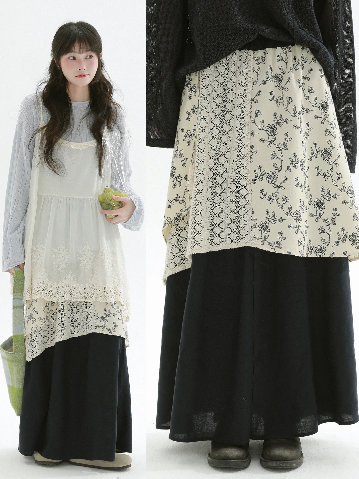 

Редкая художественная повседневная универсальная юбка А-силуэта с высокой талией, свободного кроя, из льняно-хлопковой смеси, длинная, для женщин, весенний сезон