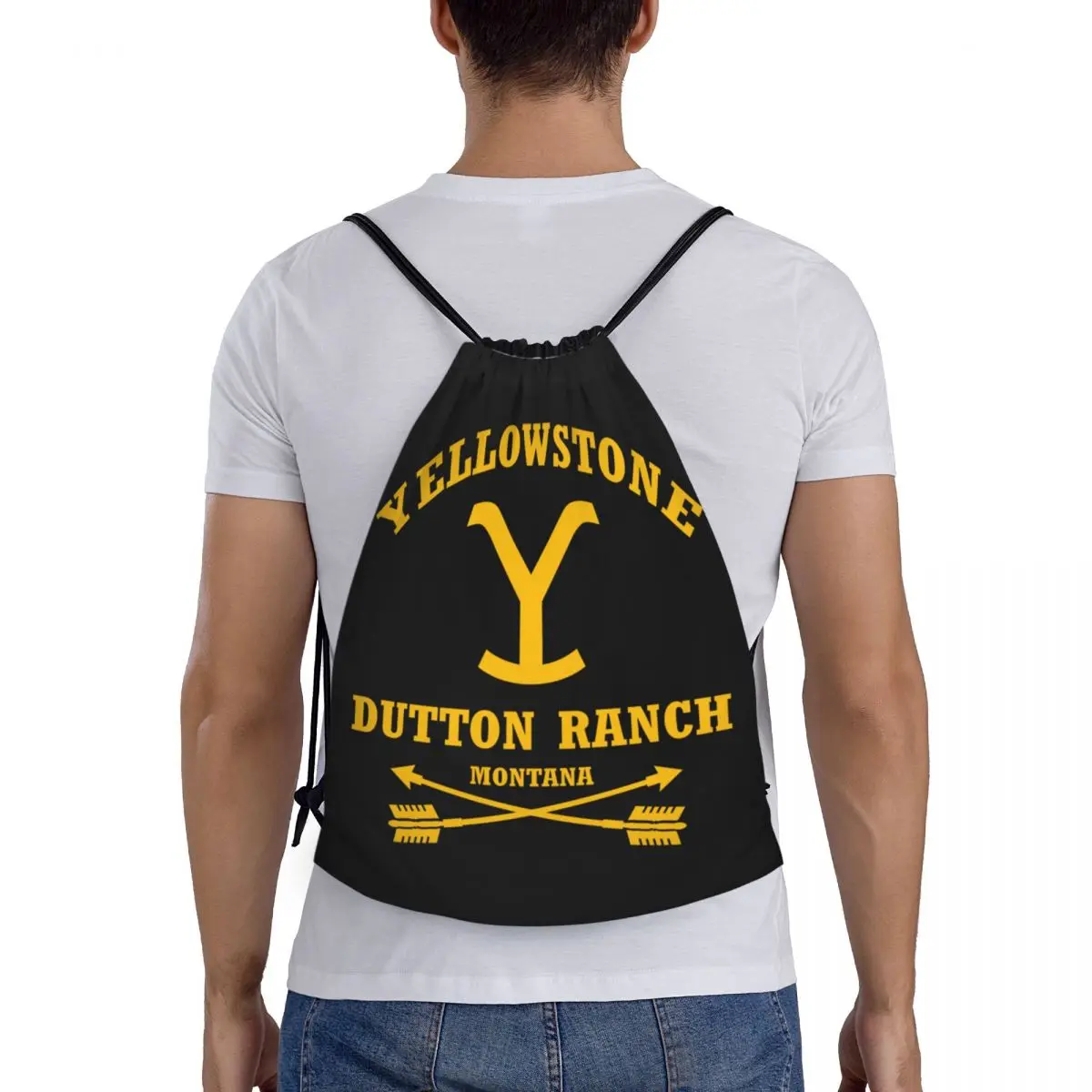 Custom Yellowstone Dutton Ranch Drawstring Bag para Treinamento Yoga Mochilas Mulheres Homens Sports Gym Sackpack