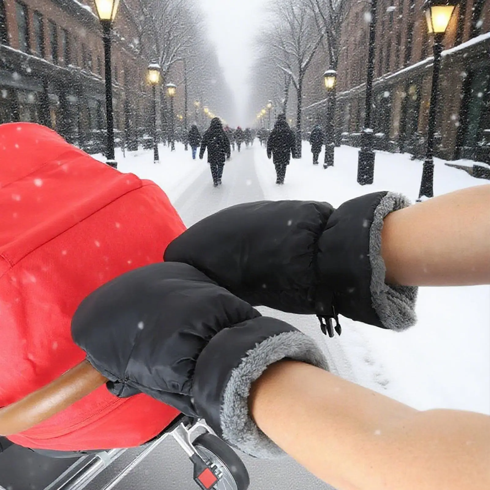 Stroller Hand Muff Windproof Cold Weather Hand Warm Muff Fleece Lined Waterproof Thermal Mittens For Protection Comfort Electric