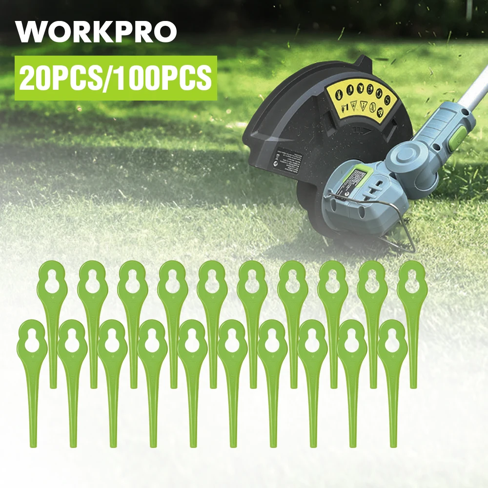 WORKPRO 20/100Pcs Plastic Spare Blade Suitable for Cordless Grass Trimmer Garden Lawn Trimmer Spare Blade Replaced