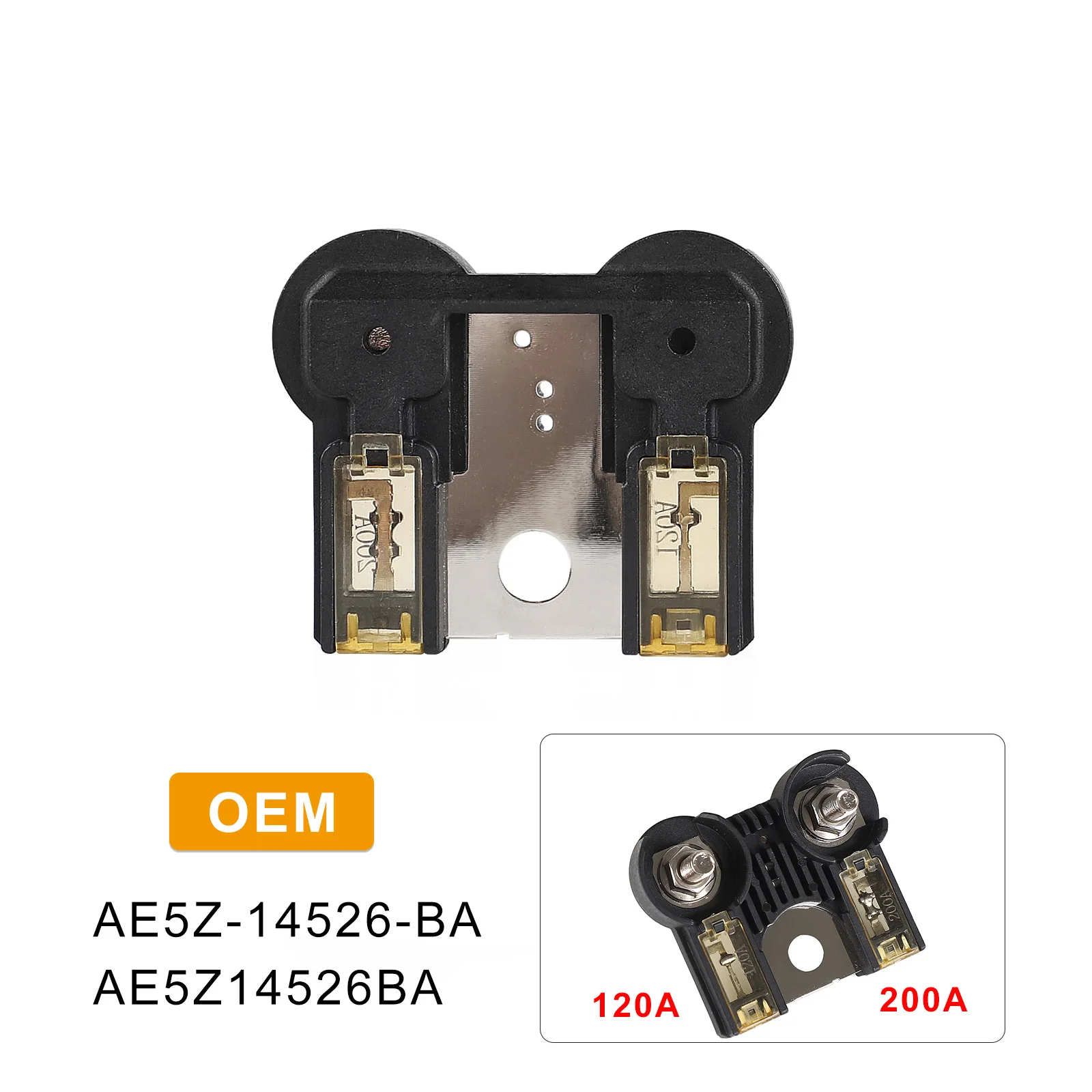 

AE5Z-14526-BA AE5Z14526BA 3 Hole 200A/120Amp Black Auto Fuse Circuit Breaker Assembly OEM