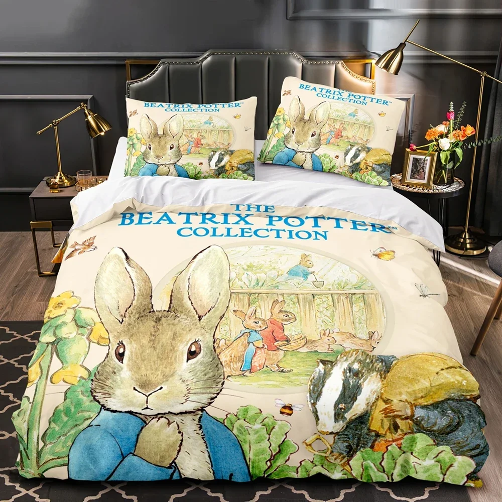 Cartoon Peter Rabbit Bedding Set Duvet Cover Bed Set Quilt Cover Pillowcase Comforter king Queen Size Boys Adult Bedding Set