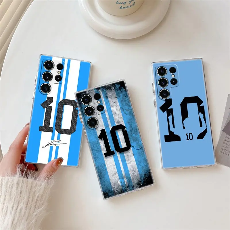 Cool Football Number 10 Transparent Case For Samsung Galaxy S26 S25 Ultra S24 S22 S26 Plus S20 S23 S21 S25 FE S23 5G Clear Cover