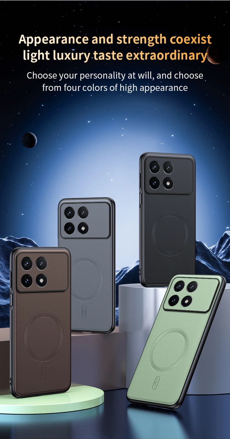 Für Poco X6 Pro Hülle Magnetische Leder-Schutzhülle Für Poco X6 Pro Hochwertige Anti-Fingerabdruck Rutschfeste PC+TPU – Detail 7