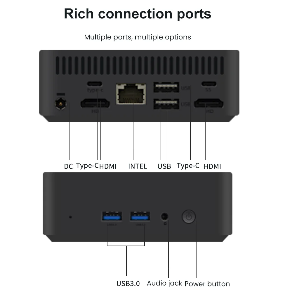 Cilate-Mini PC M610 para juegos, Intel Alder Lake N100, Windows 11 pro, DDR4, 16GB de RAM, 512GB SSD, NVME M2, WIFI5, BT4, intel windows