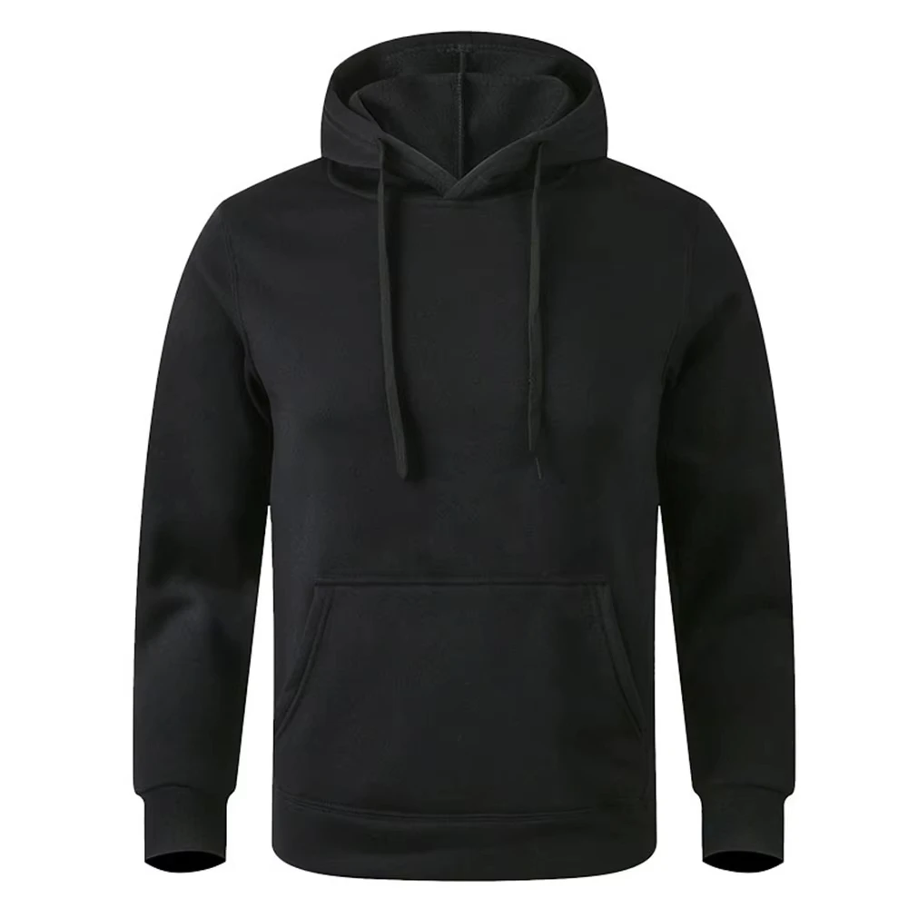 Herren Damen Einfarbiger Kapuzenpullover Oversized Pullover mit Tasche Fitness Sport Streetwear Oberteile, in verschiedenen Farben erhältlich – Detail 3