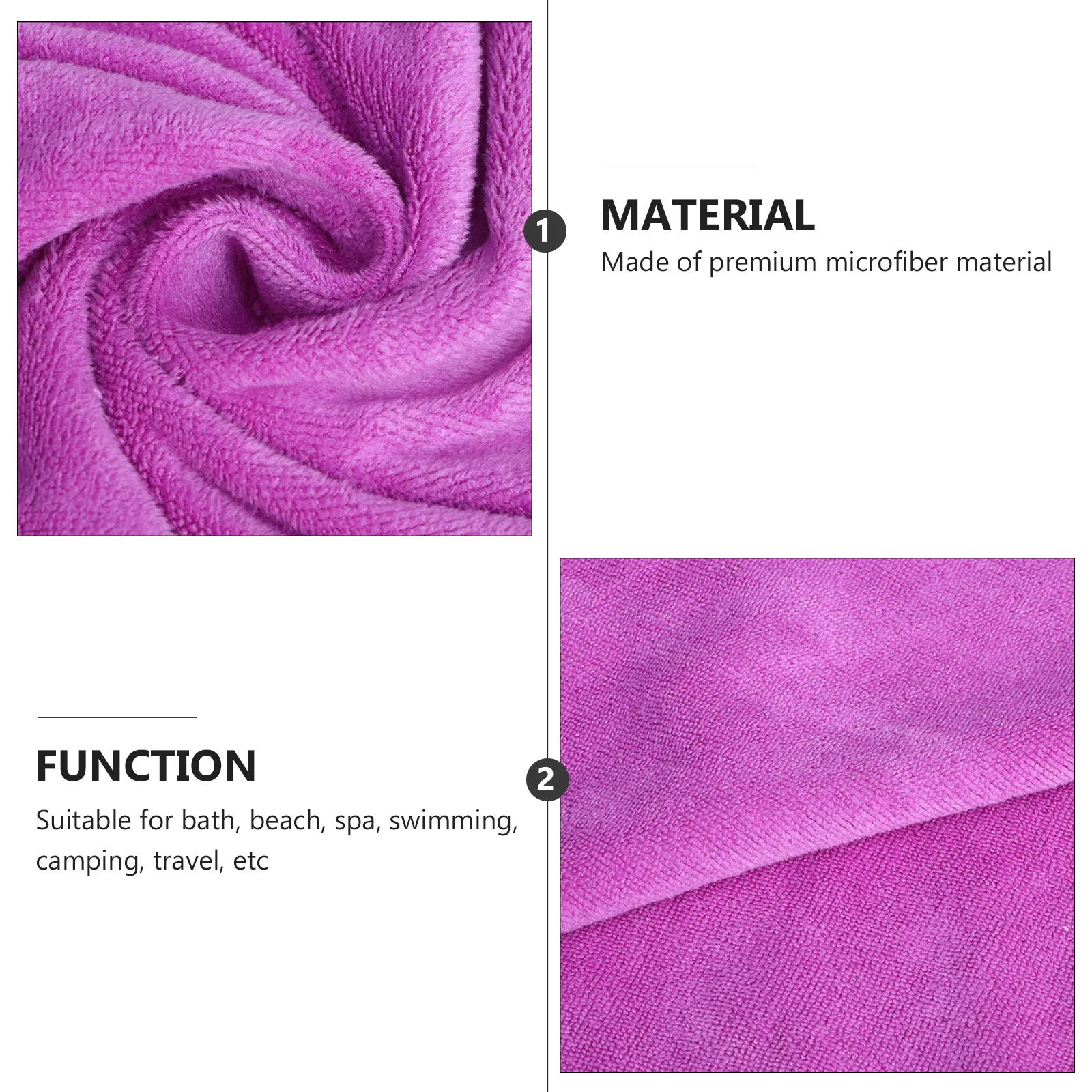 

Microfiber Bath Towel Large Light Purple 70x140cm Super Absorbent Quick Dry Lightweight Spa Beach Swimming Camping