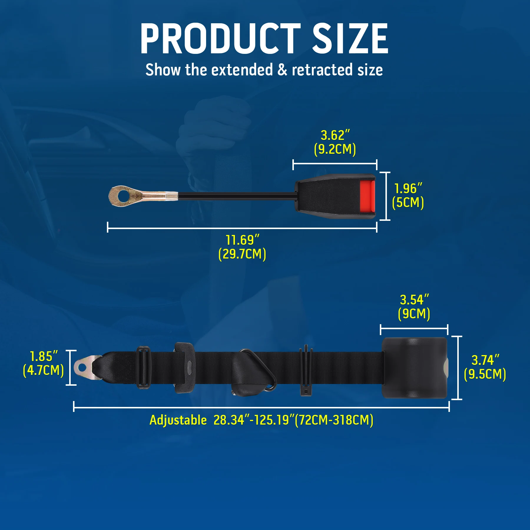 2 uds cinturón de seguridad Universal para coche cinturón automático de 3 puntos cinturón ELR de seguridad extensor de Clip para cinturón de seguridad de coche