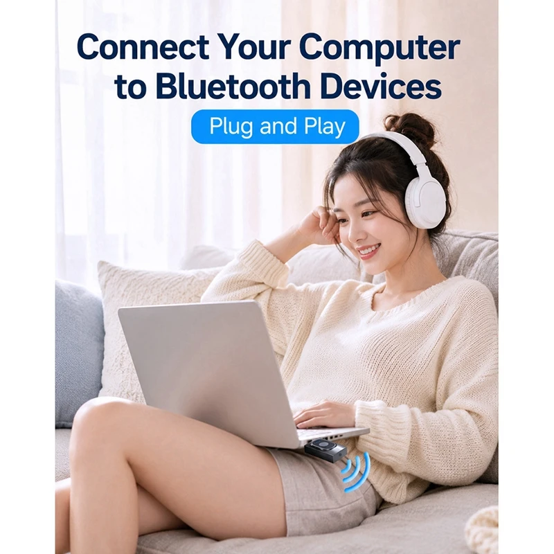 DT23 USB Bluetooth 6.0 Audio Transceiver Adapter 3.5mm for Car TV Speaker PC Headphones Home Stereo Transmitter Receiver