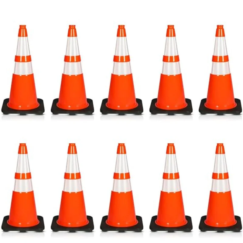 PVC Traffic Cone - 28 Inch Safety Traffic Cones for Enhanced Visibility, Durable Design, Lightweight, Weather Resistant for Road