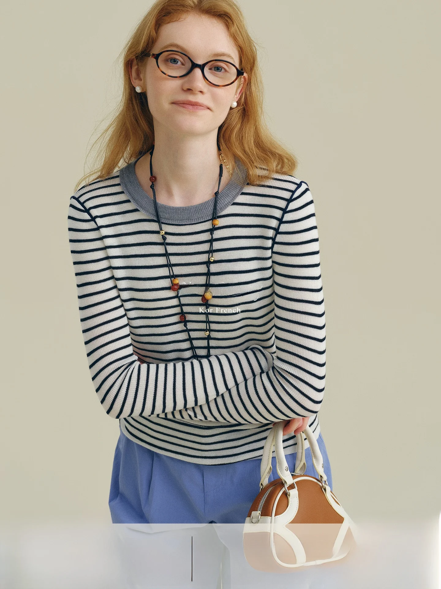 

Rina Berry Classic Retro Color Blo Ne Stripe Knitted irt Women's Casual Sle Basic Woolen Top Long Sve round Ne