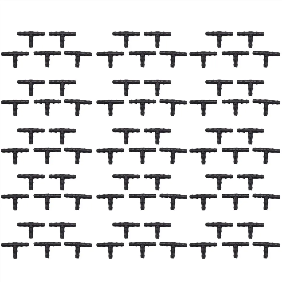 A47UNEW Drip Irrigation Barbed Connectors, Universal Barbed Tee Fittings 100Pcs, Fits 1/4 inch Drip Tubing (4/7mm Tee Pi