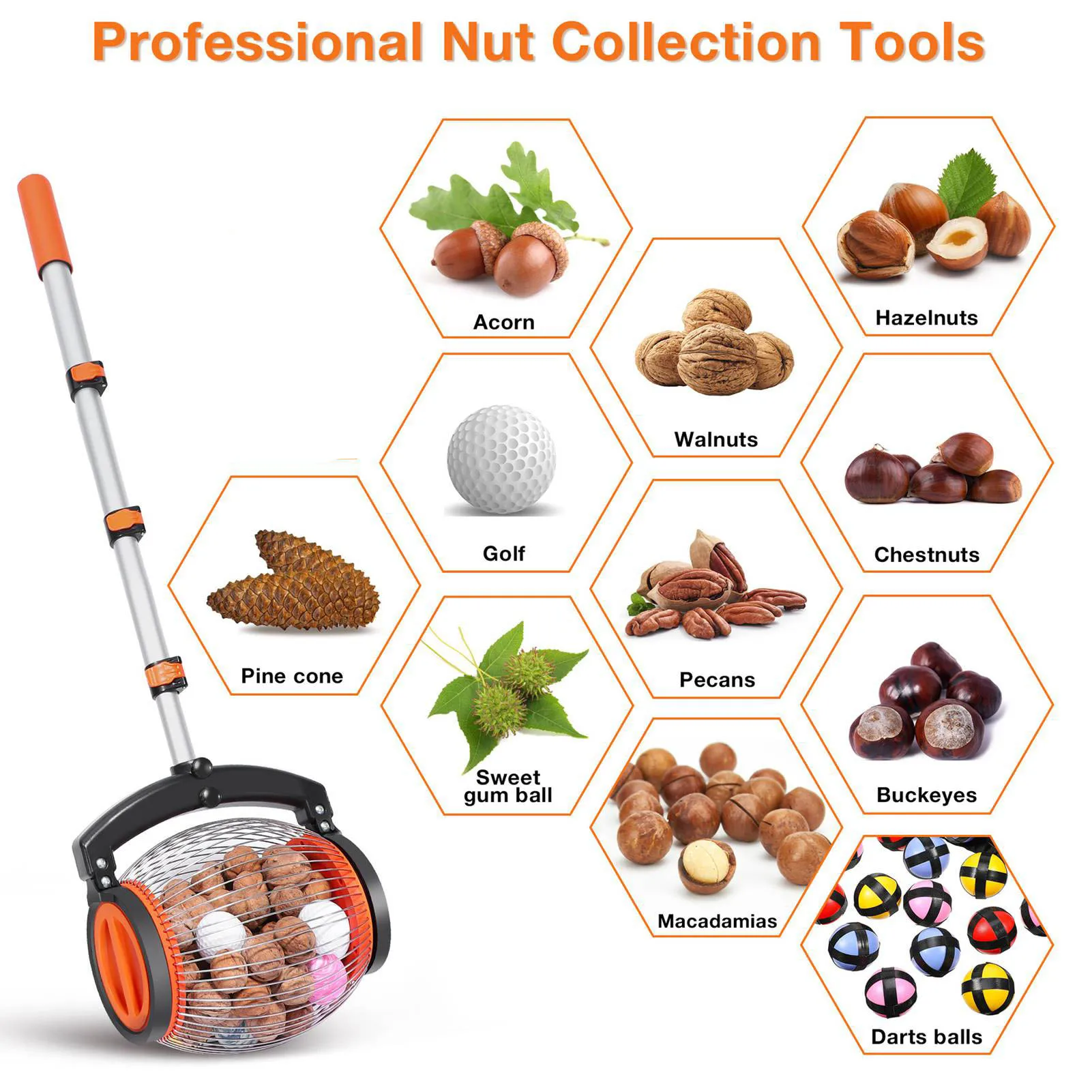 

Сборщик роликовых орехов, сборщик роликовых орехов, ручной шариковый сборщик, многофункциональный садовый инструмент для сбора орехов, каштанов, фруктов