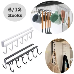 6 12Hook Storage Shelf Wardrobe Kitchen Bathroom Organizer Iron Metal Under Shelves Hanging Rack Mug Cup Utensils Holder Kitchen