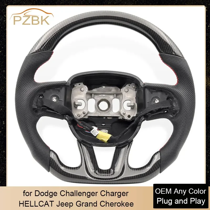 

Real Carbon Car Steering Wheel with Heating for Dodge Challenger Charger HELLCAT Jeep Grand Cherokee Auto Parts OEM Any Color