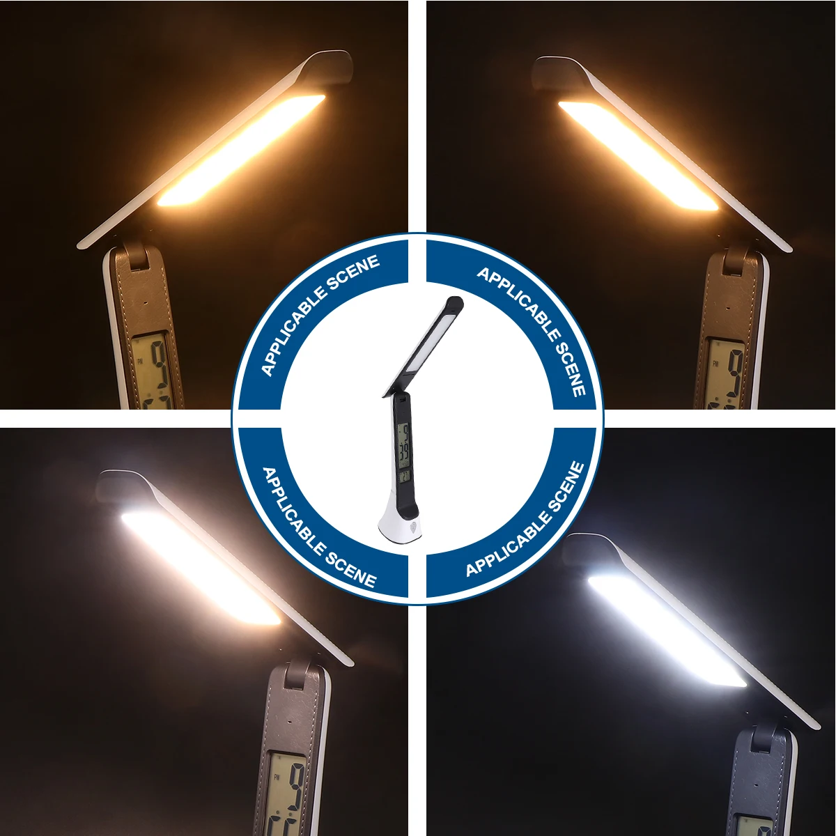 1 قطعة ضوء ليلي قابل للطي LED قابل لإعادة الشحن للتحكم باللمس، مصباح طاولة إلكتروني، شاشة تقويم دائمة باللون الأبيض