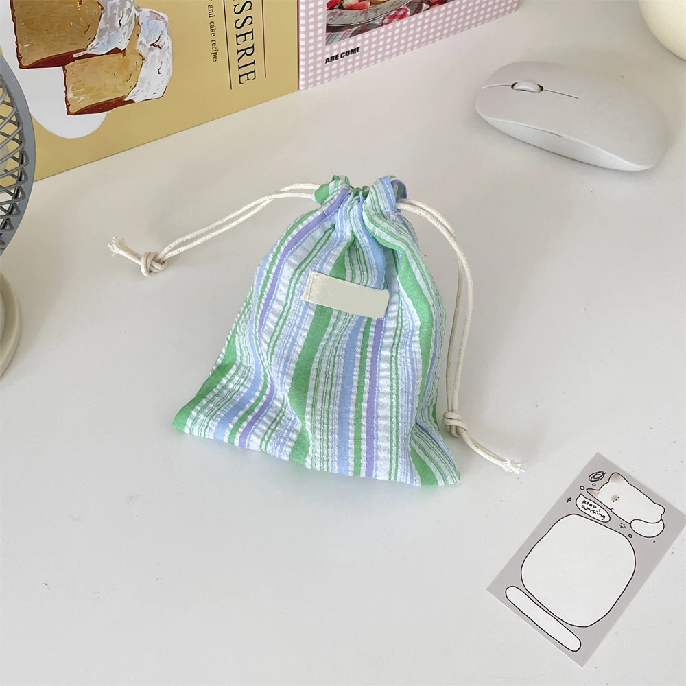 Striped Drawstring Bag Christmas Gift Candy Jewelry Cosmetics Coins Keys Organizer Packing Bags Lipstick Storage Bag Pouch