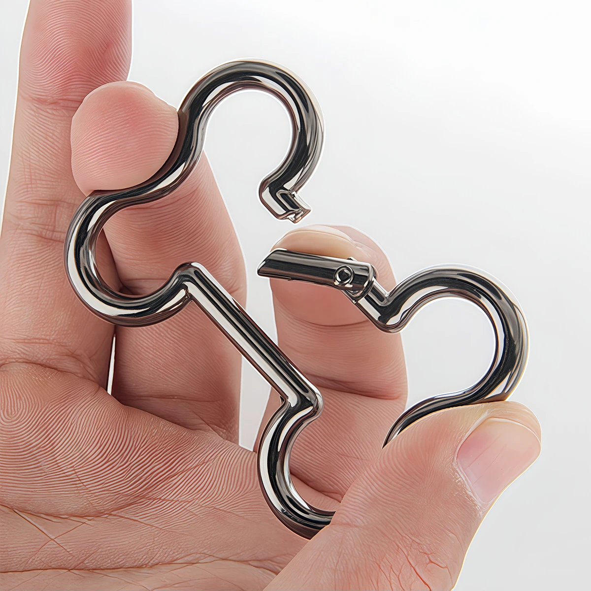 Metall-Knochenform-Schnapphaken mit Federverschluss für Lederhandwerk, Gürtel, Gurtband, Schlüsselanhänger, Karabiner, Hundekette, Schnalle – Detail 6