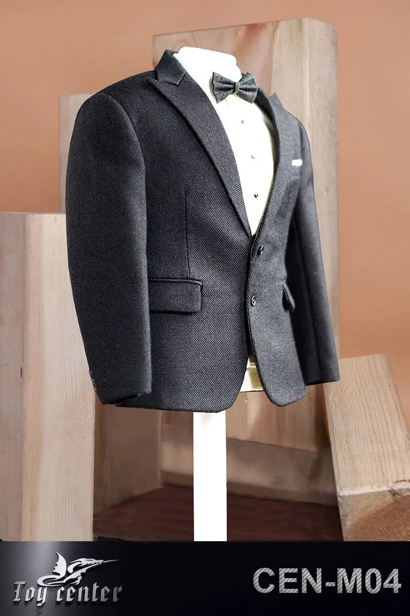 Toy center CEN-M04 escala 1/6, traje de caballero británico negro para hombre, modelo de ropa compatible con cuerpo de figura de acción Muscular fuerte TBL M34