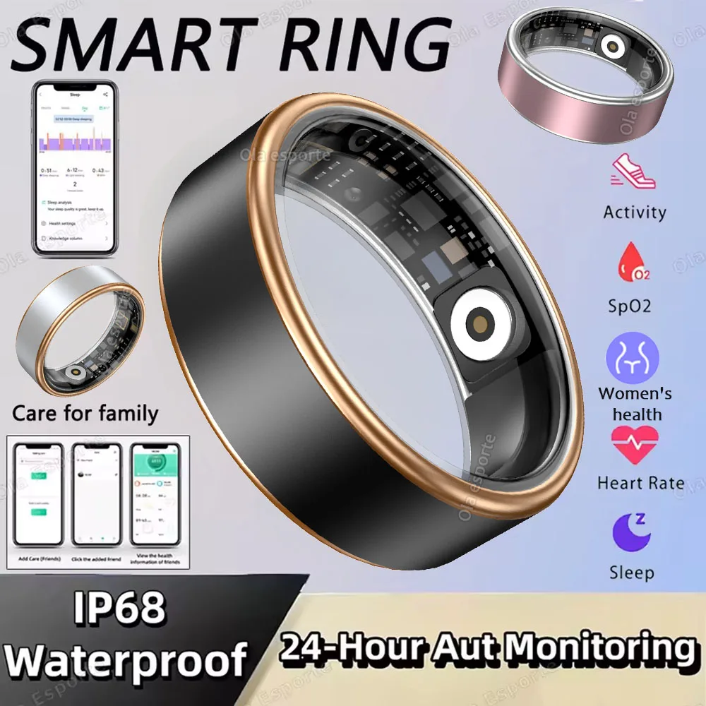 

Men Smart Ring Women Health Heart Rate Blood Oxygen Sleep Monitoring Step Counting Activity Tracking Shared 5ATM Waterproof Ring