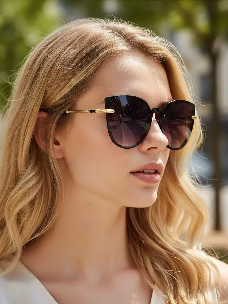 Neuer Modetrend Personalisierte Sonnenbrille mit Großem Rahmen Internet-Berühmtheit Instagram Damen-Sonnenbrille 6044 – Detail 1