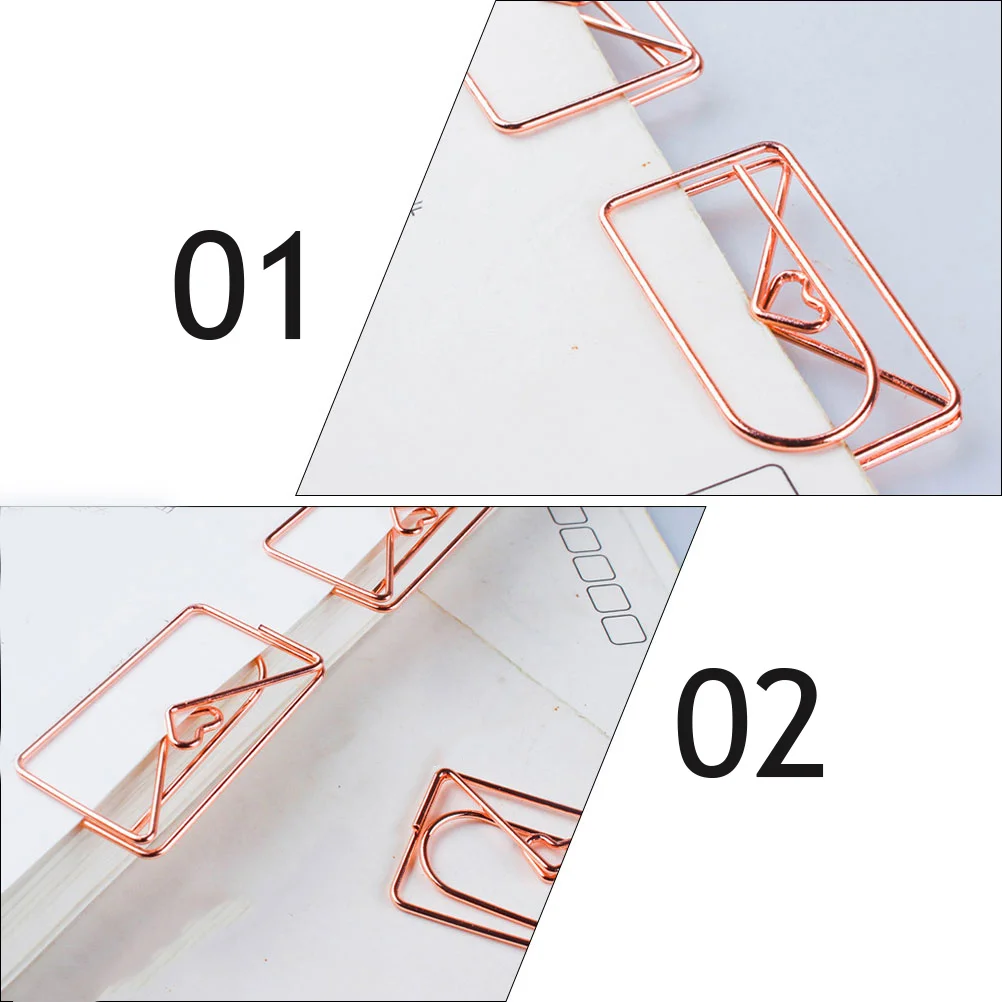 20Pcs Heart Envelope Paper Clips Decorative Stationery Organizer Portable Document Fasteners for Office Planner Notebook