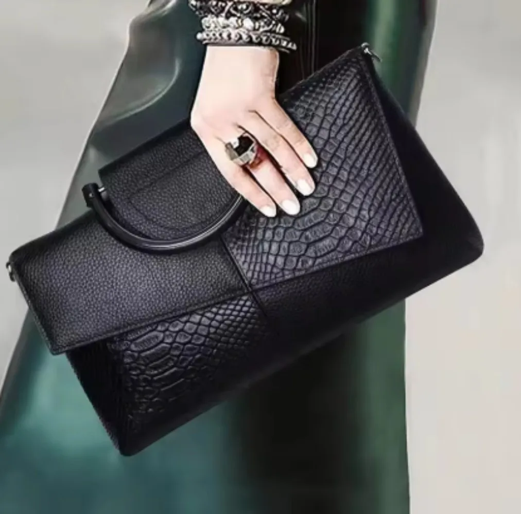 New PU Leather Women's Bag Crocodile Pattern Flip Cover Handbag Light Luxury Elegant Party Evening Dress Crossbody Bag