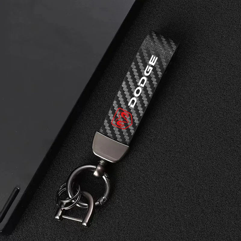 Auto Keyring Carbon Leather Luxury Car Keychain for Dodge SRT NITRO Durango Caliber Viper Coolway CARAVAN JOURNEY Accessories