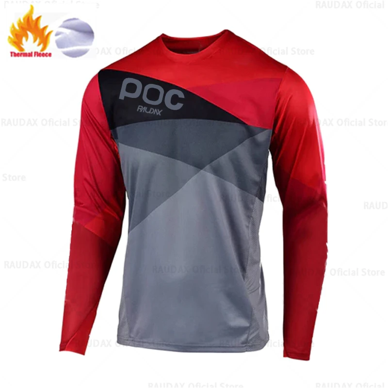 Keep Warm Long Sleeve Motocross Downhill Jersey Winter Thermal Fleece Cycling Jersey MTB Mountain Bike Maillot Ciclismo Hombre